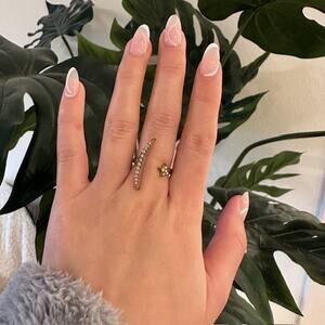 Sparkly diamond crescent moon and star celestial ring size 5